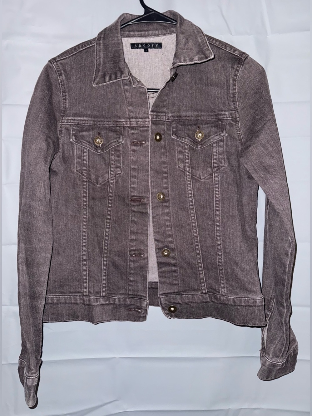 Theory Black Washed Denim Jacket Size S